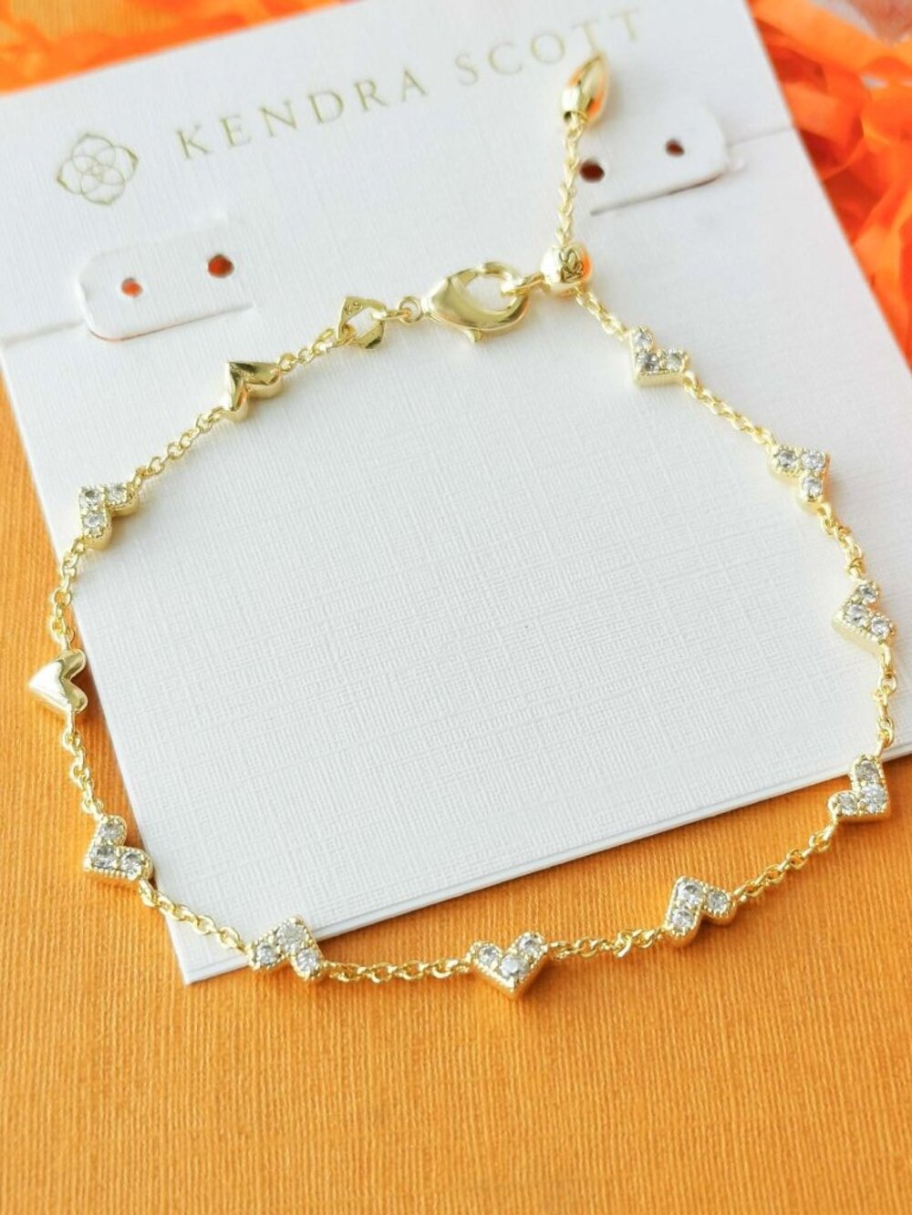 Kendra Scott Gold Chain Bracelet in White Crystal